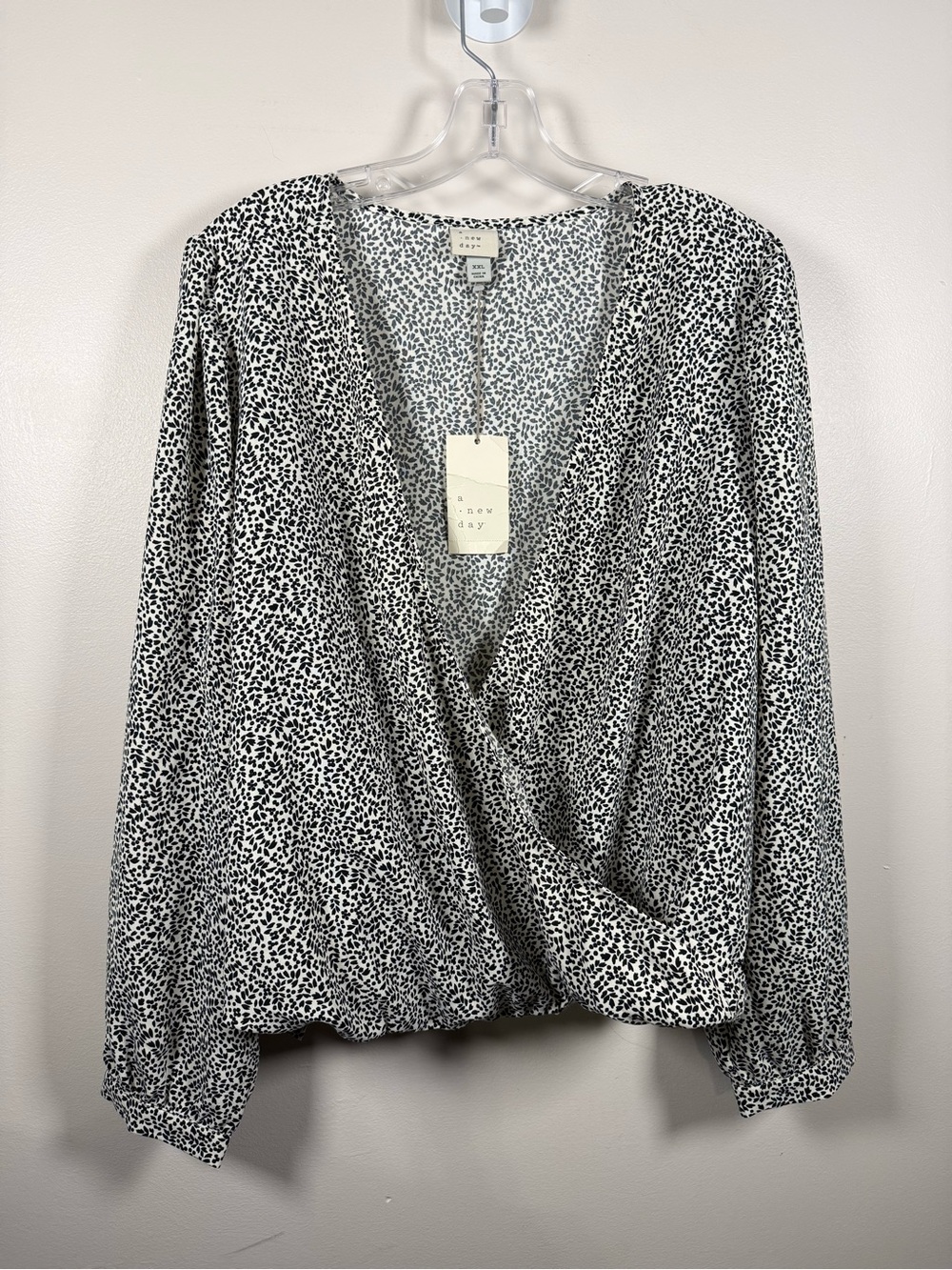 a new day Black & White Printed Surplice Blouse